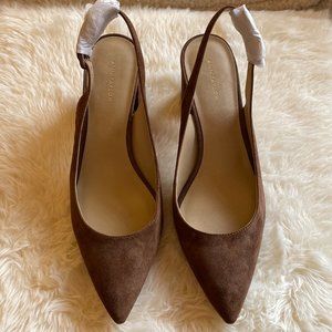 Ann Taylor Suede Slingback Block-heel Pumps, Size 8